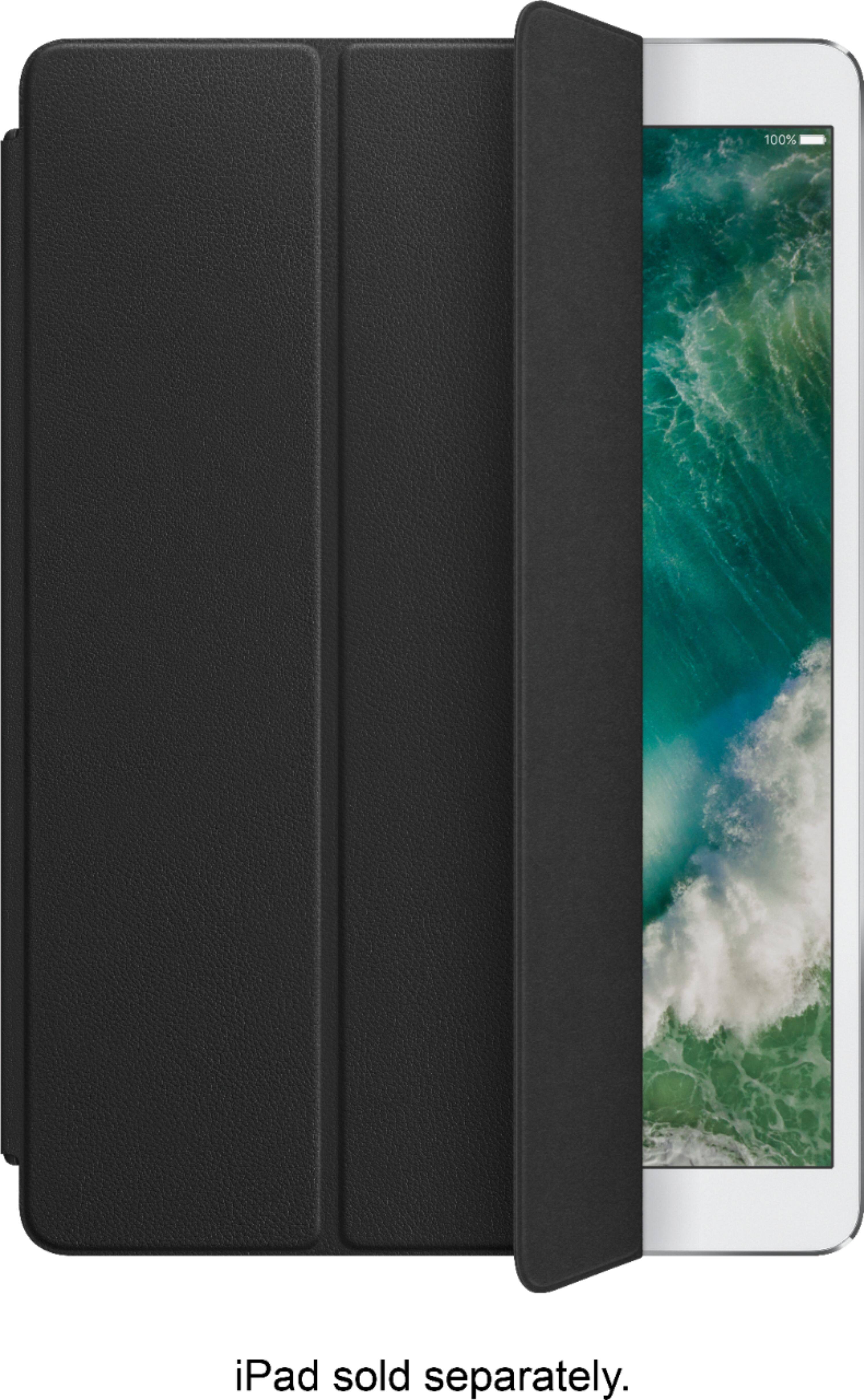 Angle. Apple - Leather Smart Cover for Apple® iPad® 10.2" (7th Generation 2019), 10.5" iPad® Pro and iPad® Air - Black.