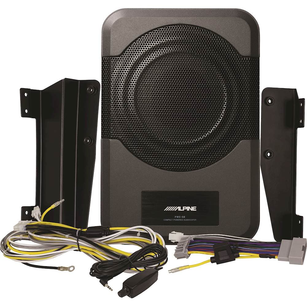 Front. Alpine - 8" Single-Voice-Coil 4-Ohm Loaded Subwoofer Enclosure with Integrated 120W Amp - Black.