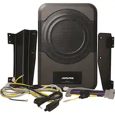 Front. Alpine - 8" Single-Voice-Coil 4-Ohm Loaded Subwoofer Enclosure with Integrated 120W Amp - Black.