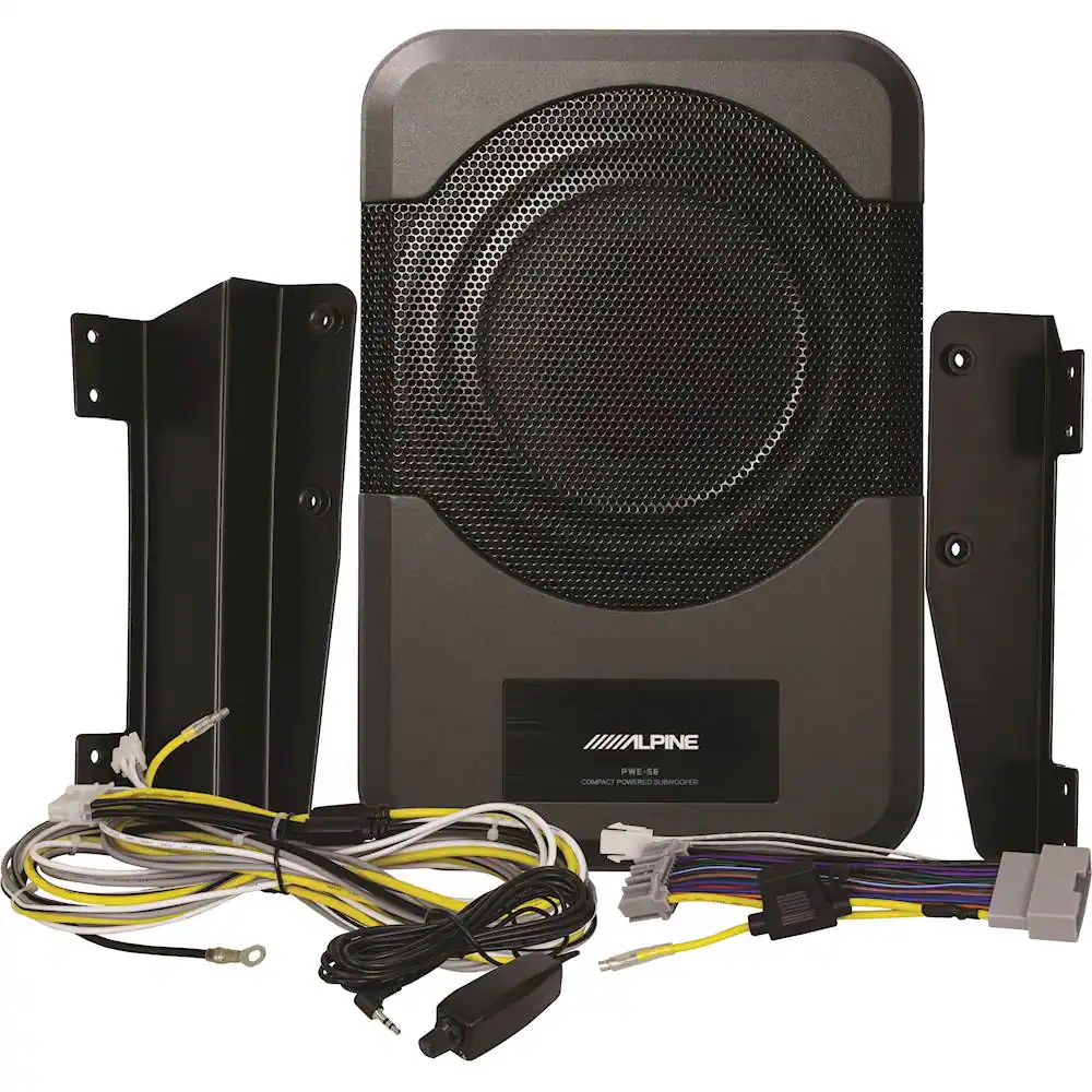 Front. Alpine - 8" Single-Voice-Coil 4-Ohm Loaded Subwoofer Enclosure with Integrated 120W Amp - Black.