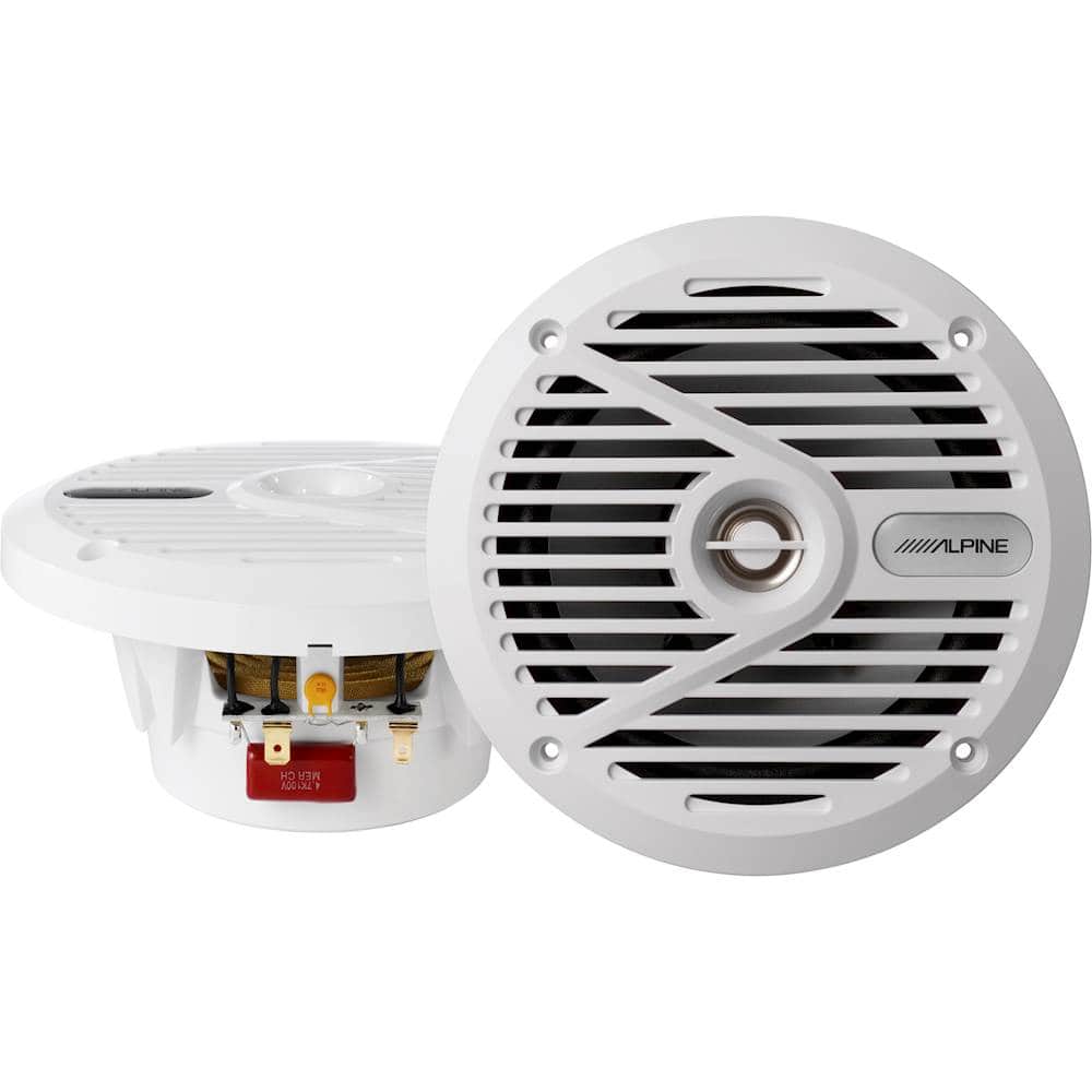 Front. Alpine - 6.5" 2-Way Marine Coaxial Speakers with Poly-Mica Woofer Cones (Pair) - White.