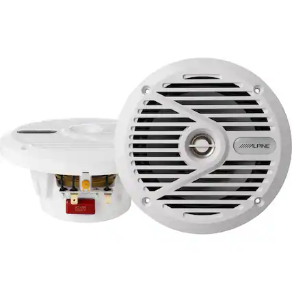 Front. Alpine - 6.5" 2-Way Marine Coaxial Speakers with Poly-Mica Woofer Cones (Pair) - White.