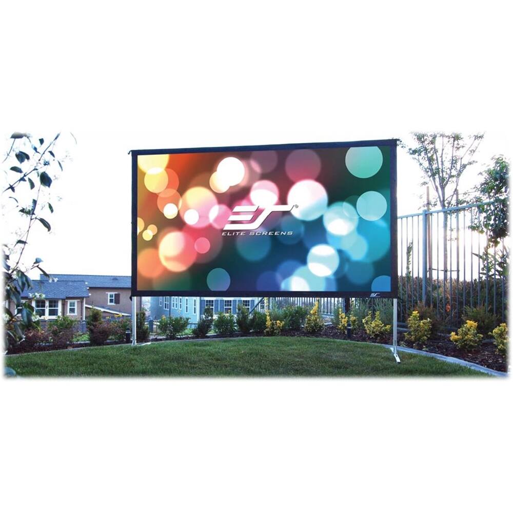 Alt View 14. Elite Screens - Yard Master 2 WraithVeil® Dual Front/Rear Portable Folding-Frame Outdoor Screen, 180" diag., 16:9, OMS180H2-DUAL - Black trim/silver frame.