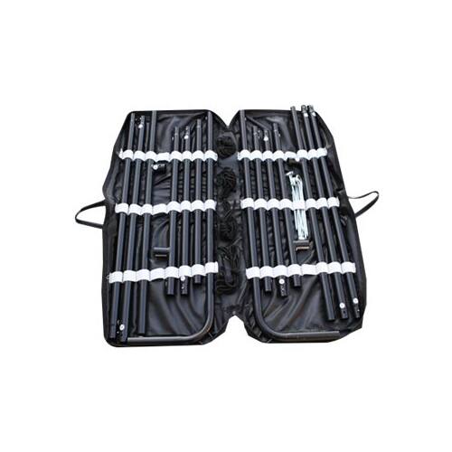 Alt View 19. Elite Screens - Yard Master 2 WraithVeil® Dual Front/Rear Portable Folding-Frame Outdoor Screen, 180" diag., 16:9, OMS180H2-DUAL - Black trim/silver frame.