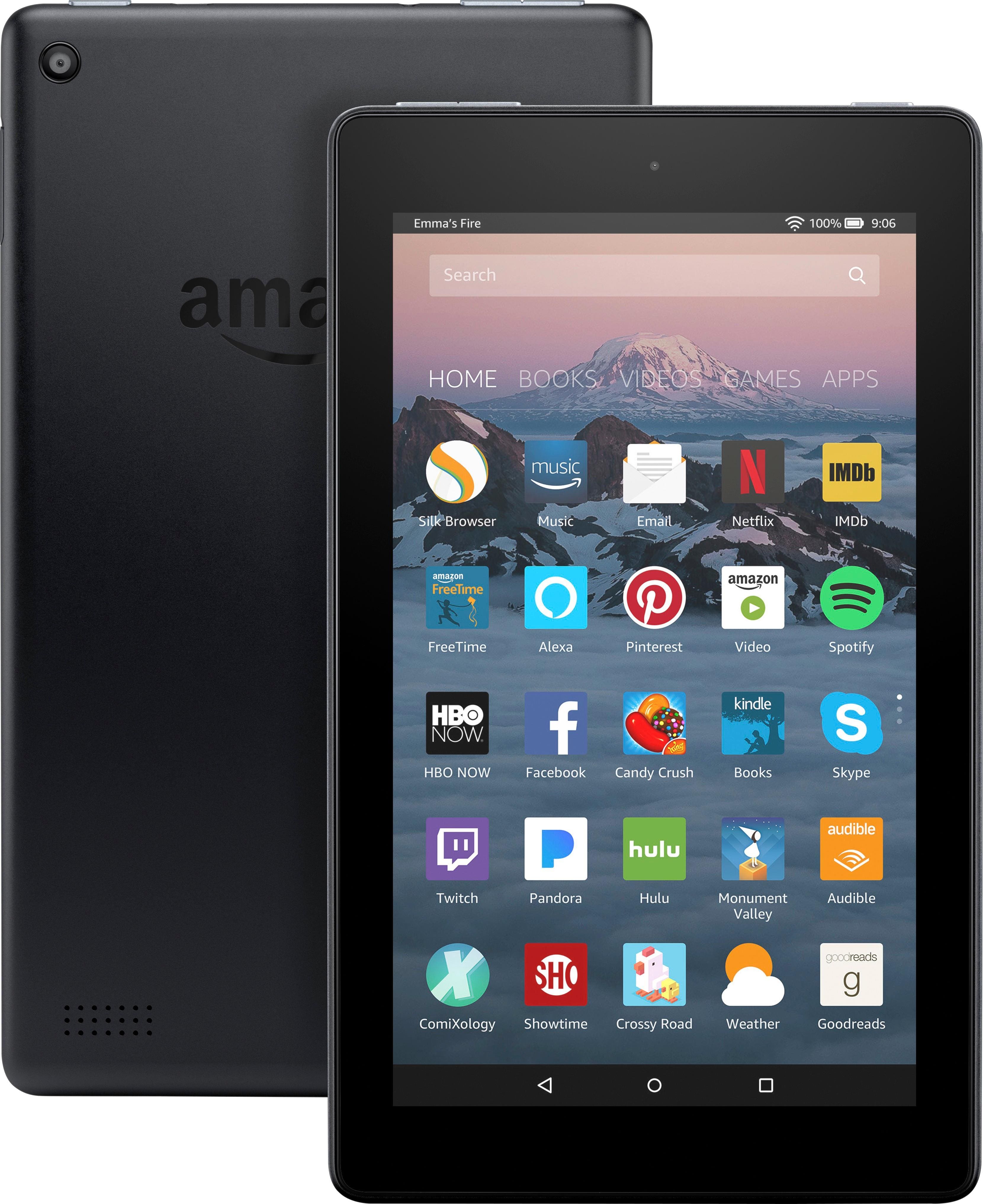 Front. Amazon - Fire - 7" - Tablet - 16GB 7th Generation, 2017 Release - Black.