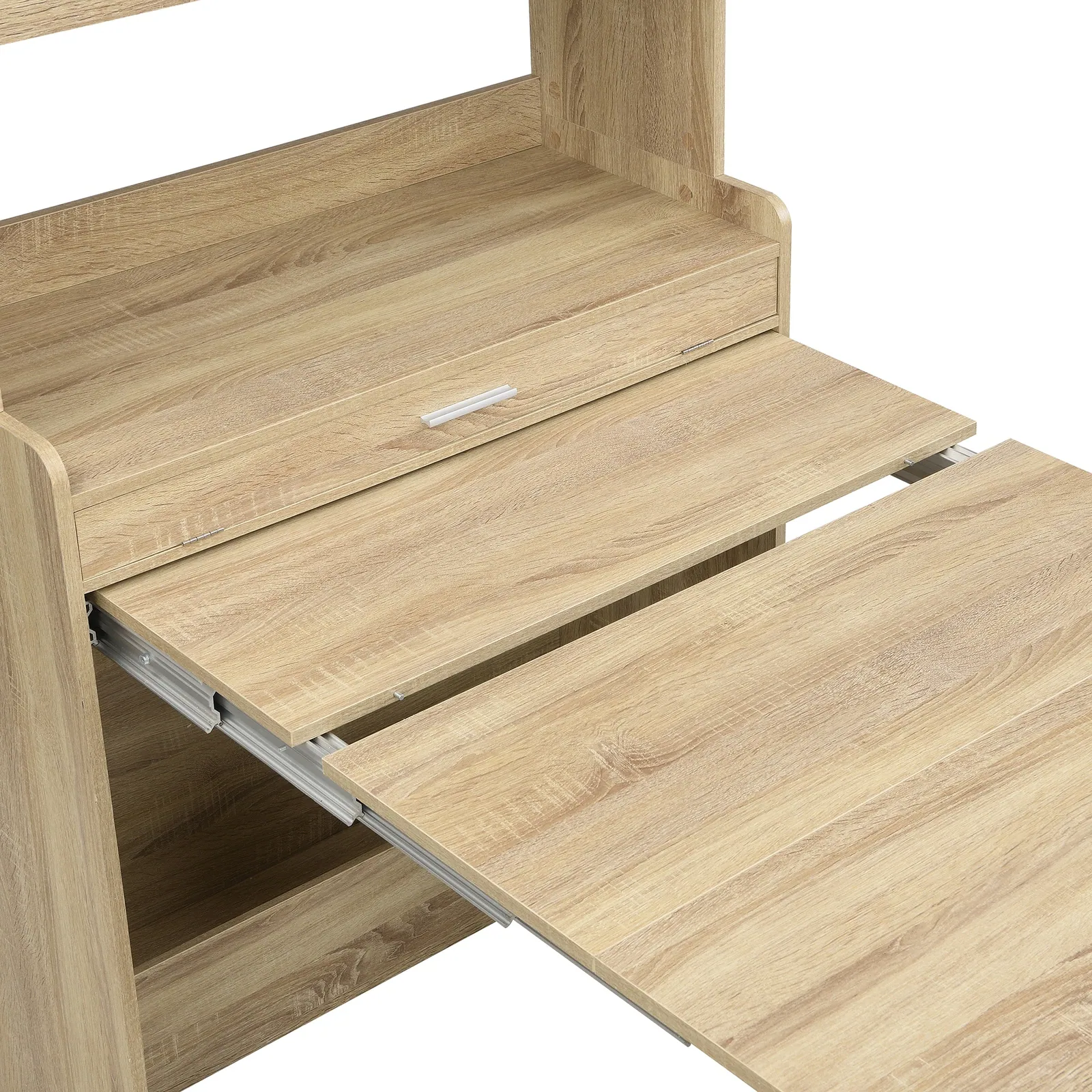 Alt View 7. Spaco - Spaco Space Saving Buffet with Hutch, Foldable Dining Table and Storage Shelves, for Studio Apartment Small Spaces - Natural.