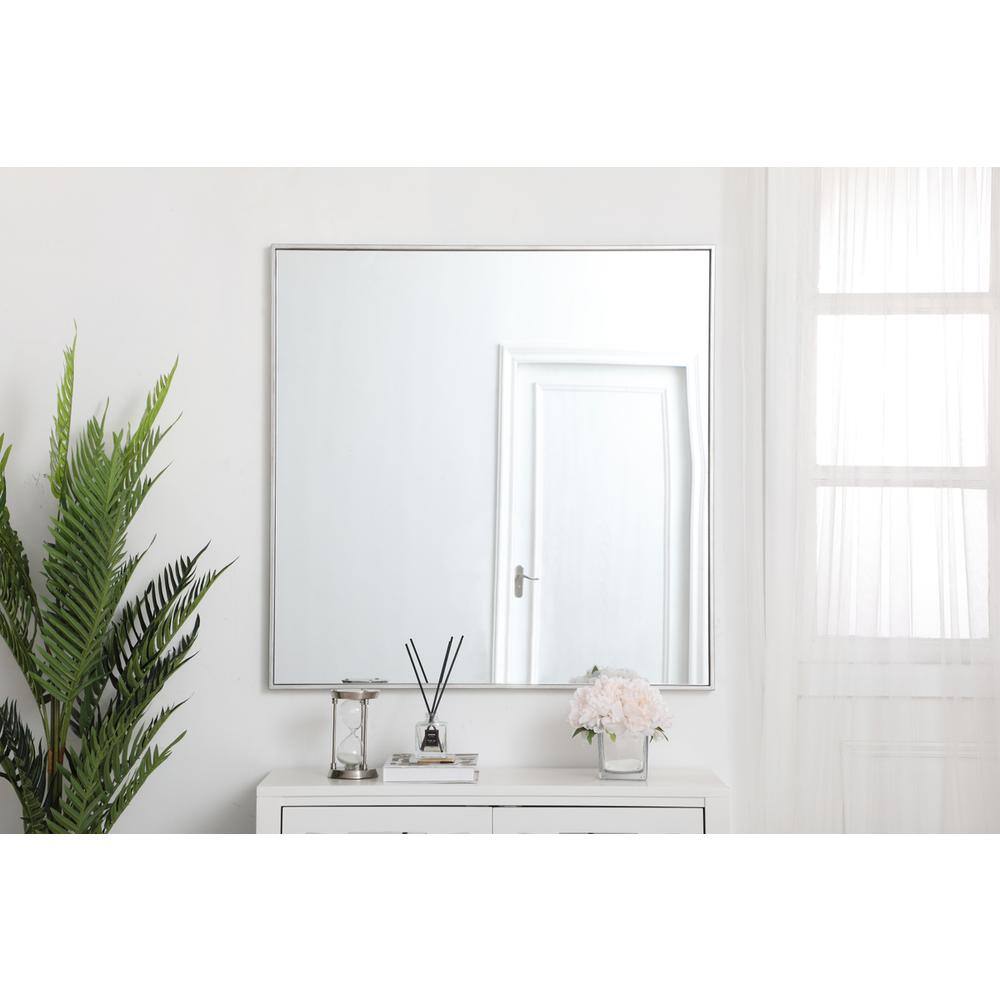 Alt View 2. Elegant Decor - Metal frame square mirror 36 inch in silver - Silver.