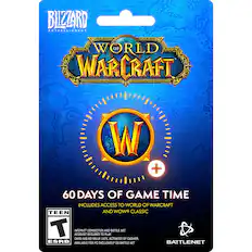 Front. Blizzard Entertainment - World of Warcraft 60 Days Subscription Card.