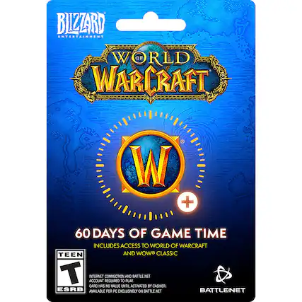 Front. Blizzard Entertainment - World of Warcraft 60 Days Subscription Card.