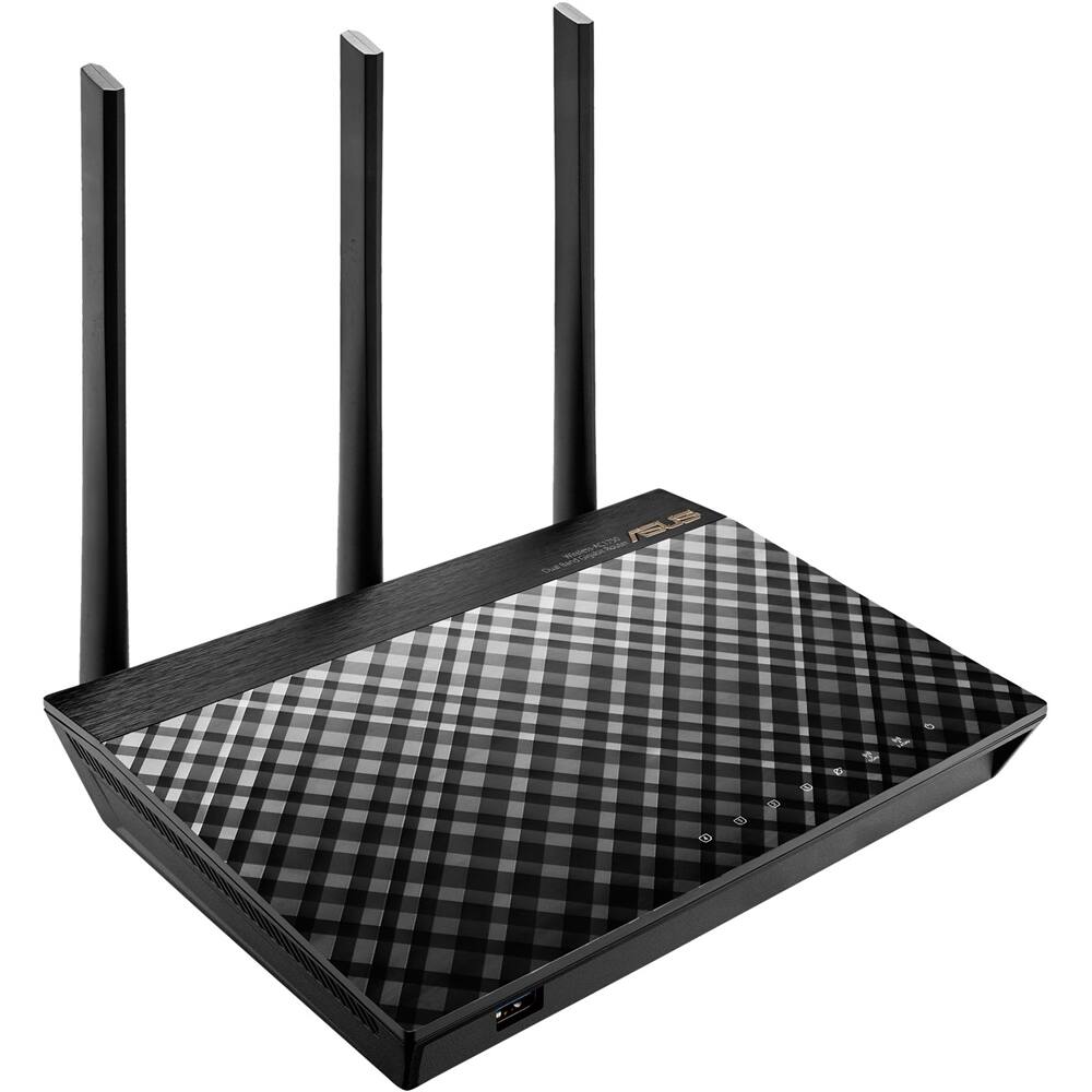 Left View: Asus RTAC66U 802.11ac Ethernet Wireless Router - Black