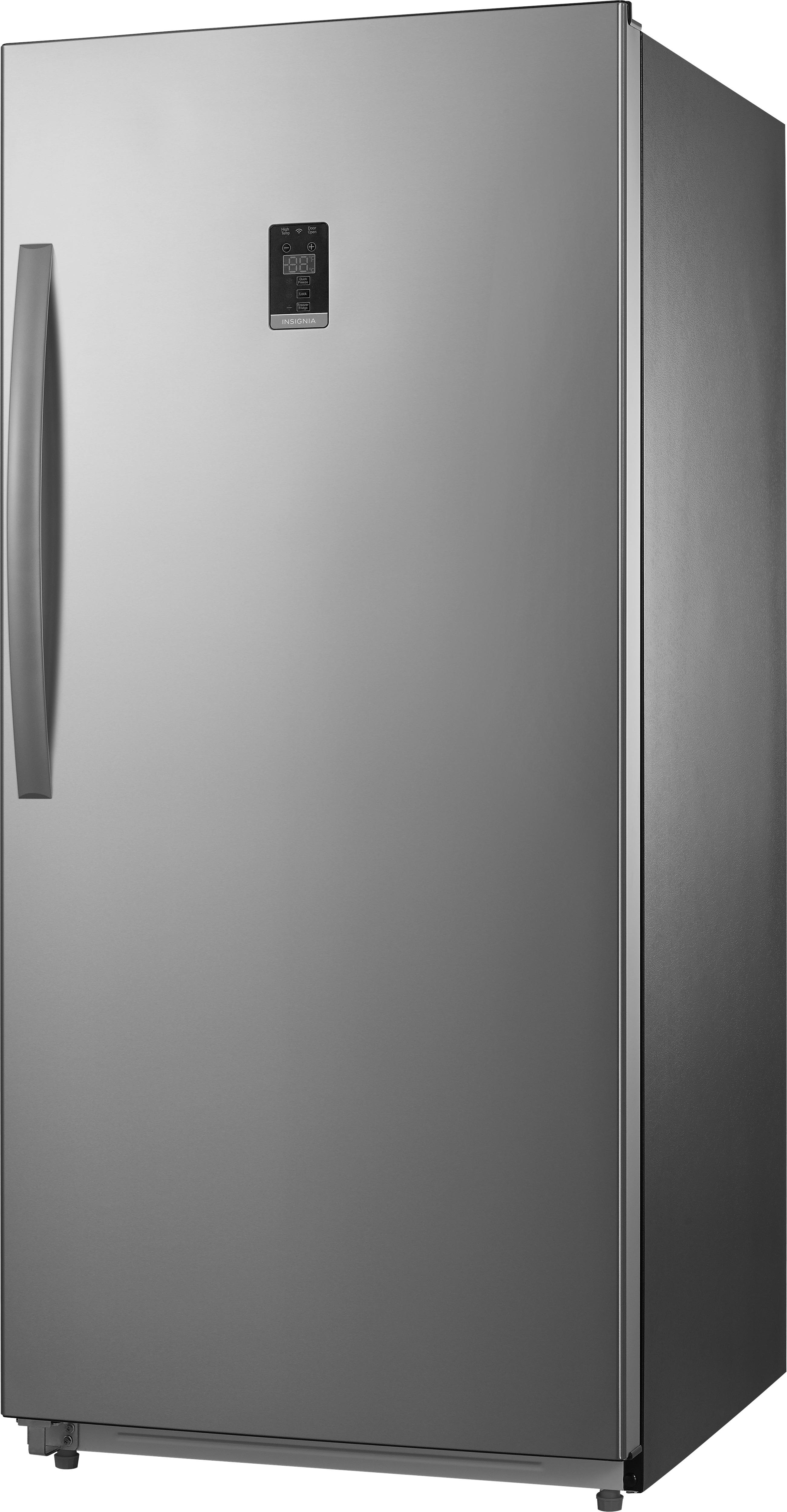 Left View: Insignia™ - 13.8 Cu. Ft. Frost-Free Upright Convertible Freezer/Refrigerator - Stainless steel