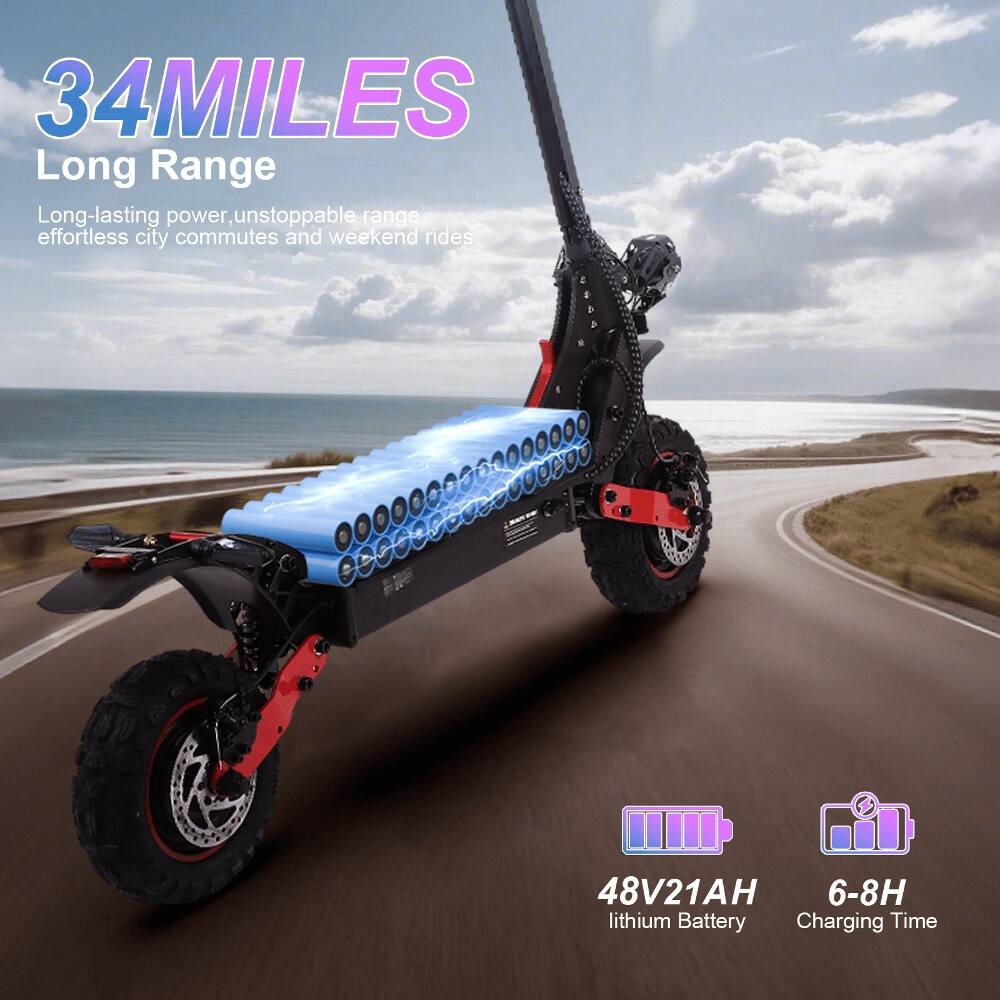 34 MILES Long Range

Long-lasting power, unstoppable range, effortless city commutes and weekend rides

48V21AH lithium Battery

6-8H Charging Time