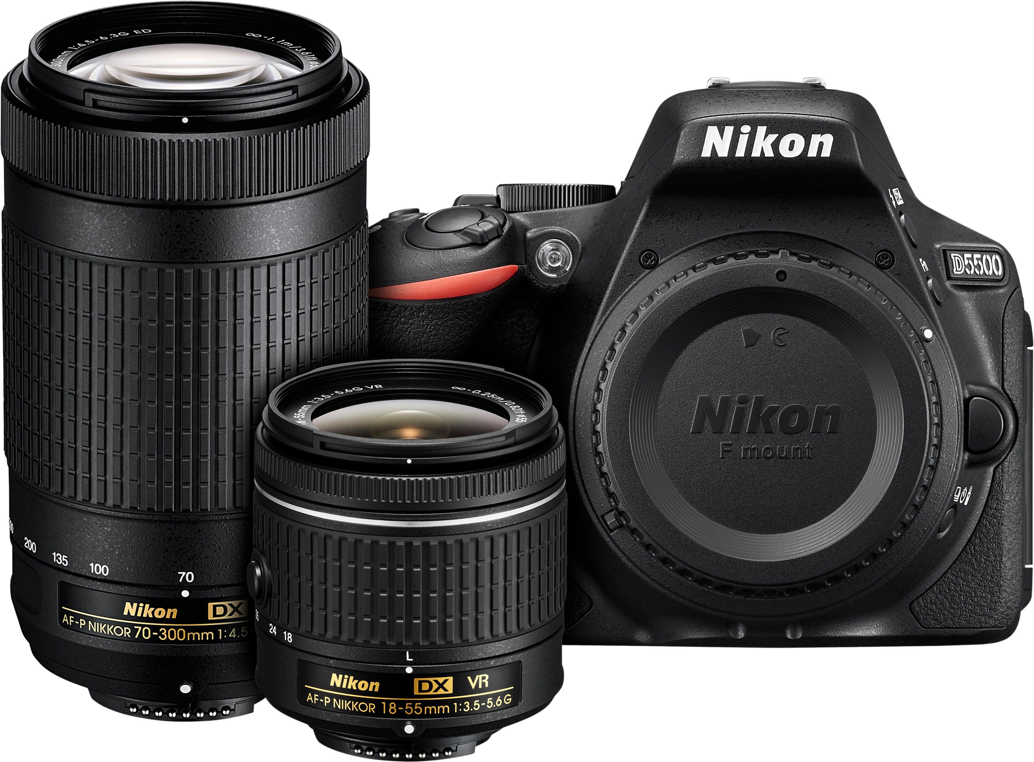 lavendel logboek dwaas Nikon D5500 DSLR Camera with 18-55mm and 70-300mm Lenses Black 13530 - Best  Buy
