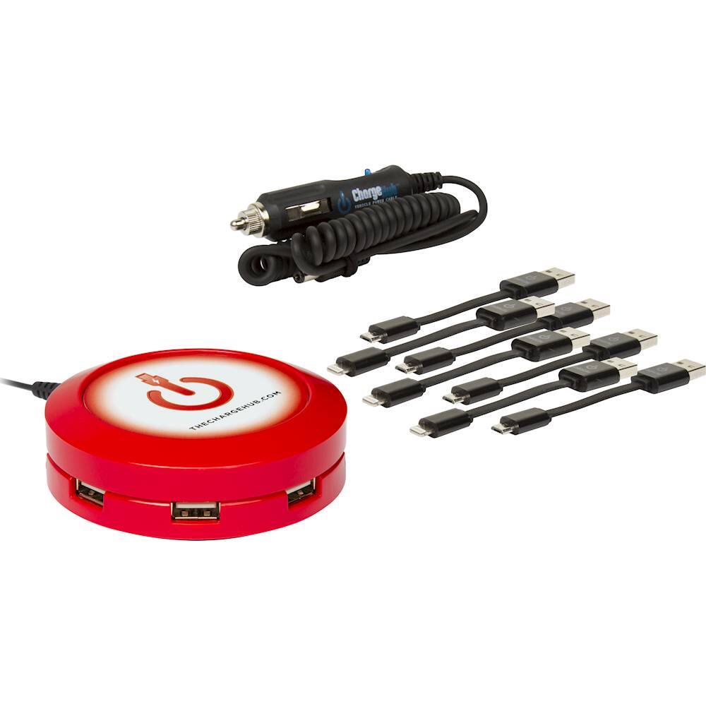 Front. ChargeHub - X7 7-Port USB SuperCharger Super Value Pack - Red.