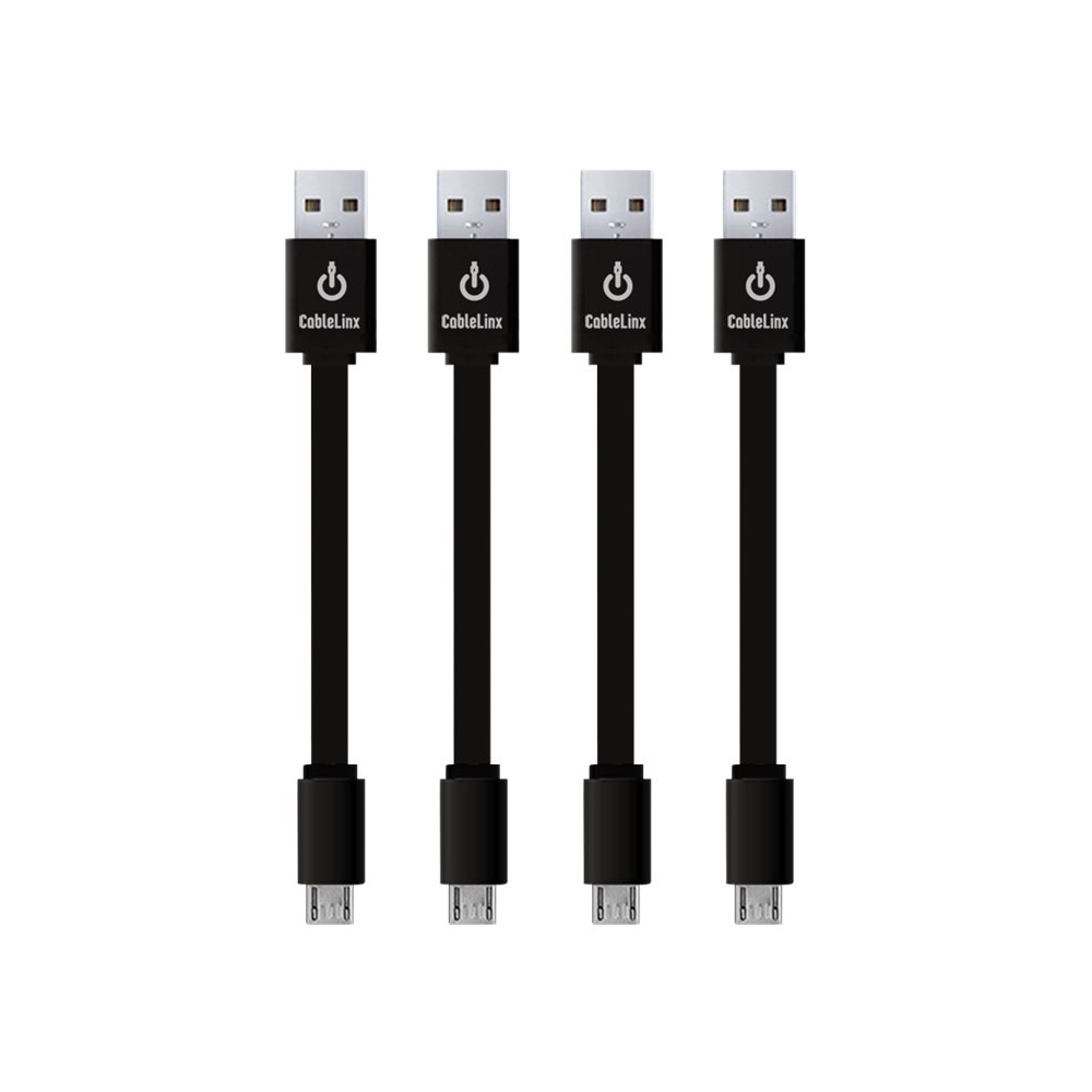 CableLinx - 3.5" Micro to USB Charge Cable Value Pack - Black