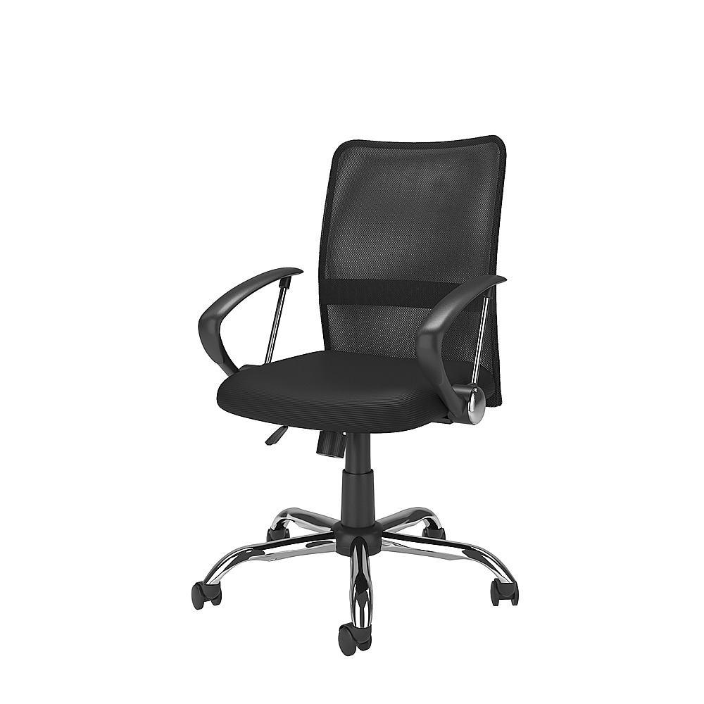 Angle View: CorLiving - Workspace 5-Pointed Star Fabric and Mesh Office Chair - Black/Chrome