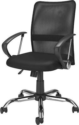 CorLiving - Workspace 5-Pointed Star Fabric and Mesh Office Chair - Black/chrome