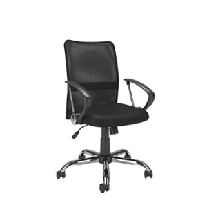 CorLiving - Workspace 5-Pointed Star Fabric and Mesh Office Chair - Black/Chrome