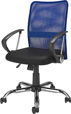 CorLiving - Workspace 5-Pointed Star Fabric and Mesh Office Chair - Black/blue/chrome