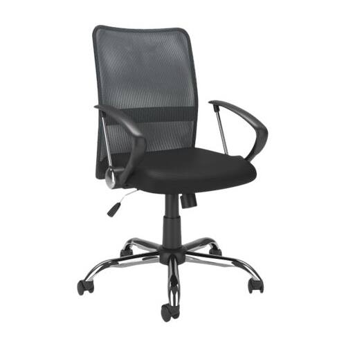 Alt View 12. CorLiving - Workspace 5-Pointed Star Fabric and Mesh Office Chair - Black/chrome.