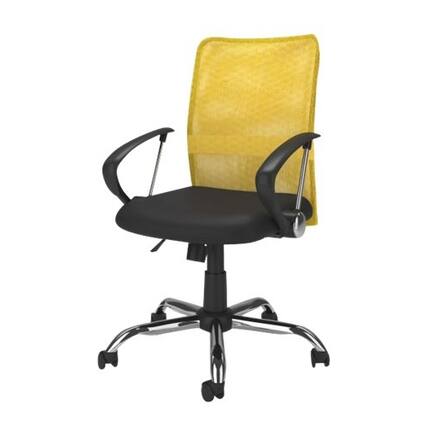 Front. CorLiving - Workspace 5-Pointed Star Fabric and Mesh Office Chair - Black/yellow/chrome.