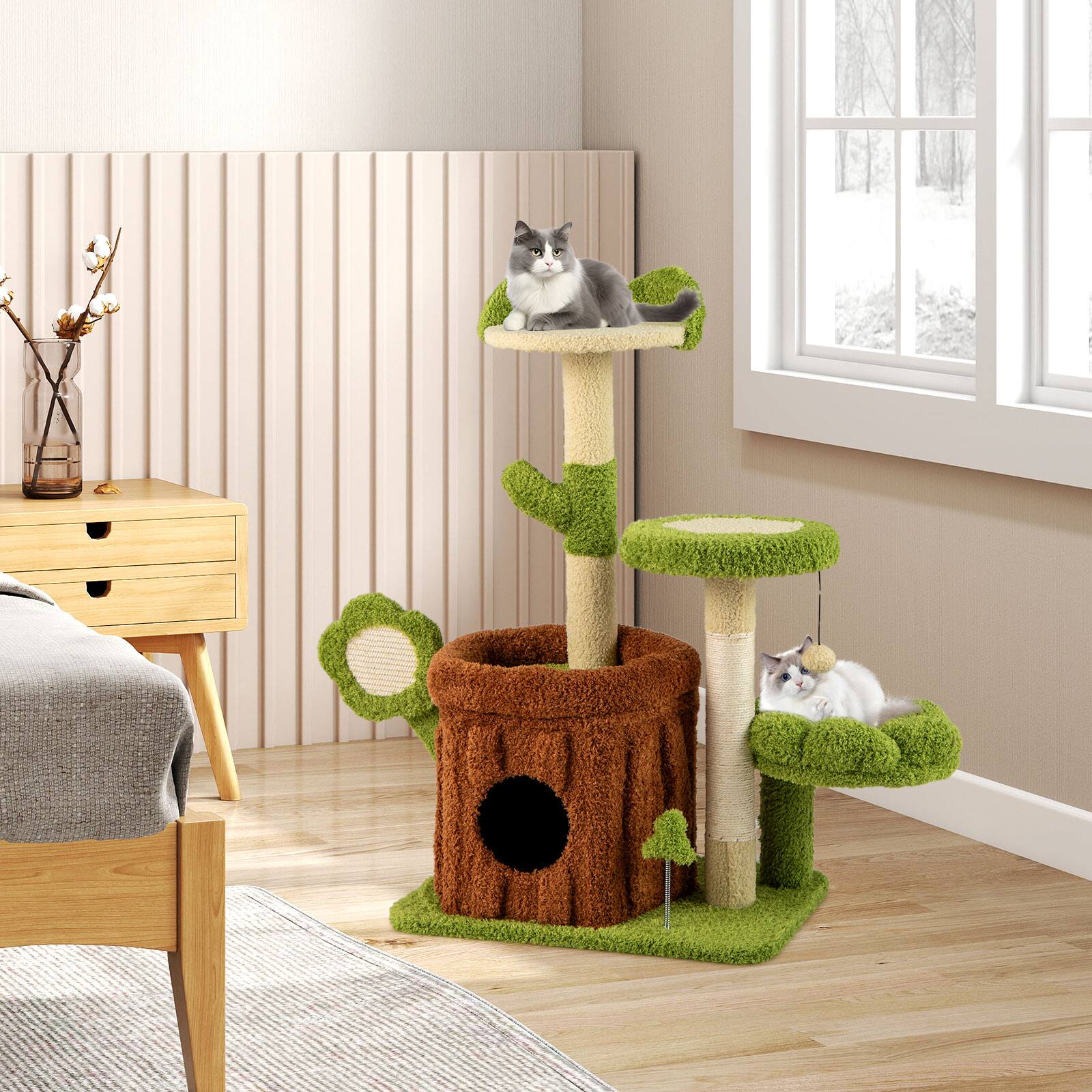 Alt View 3. Gymax - Gymax 36'' Cat Tree Tower w/Perch Condo Platforms Petal Scratching Board for Indoors.