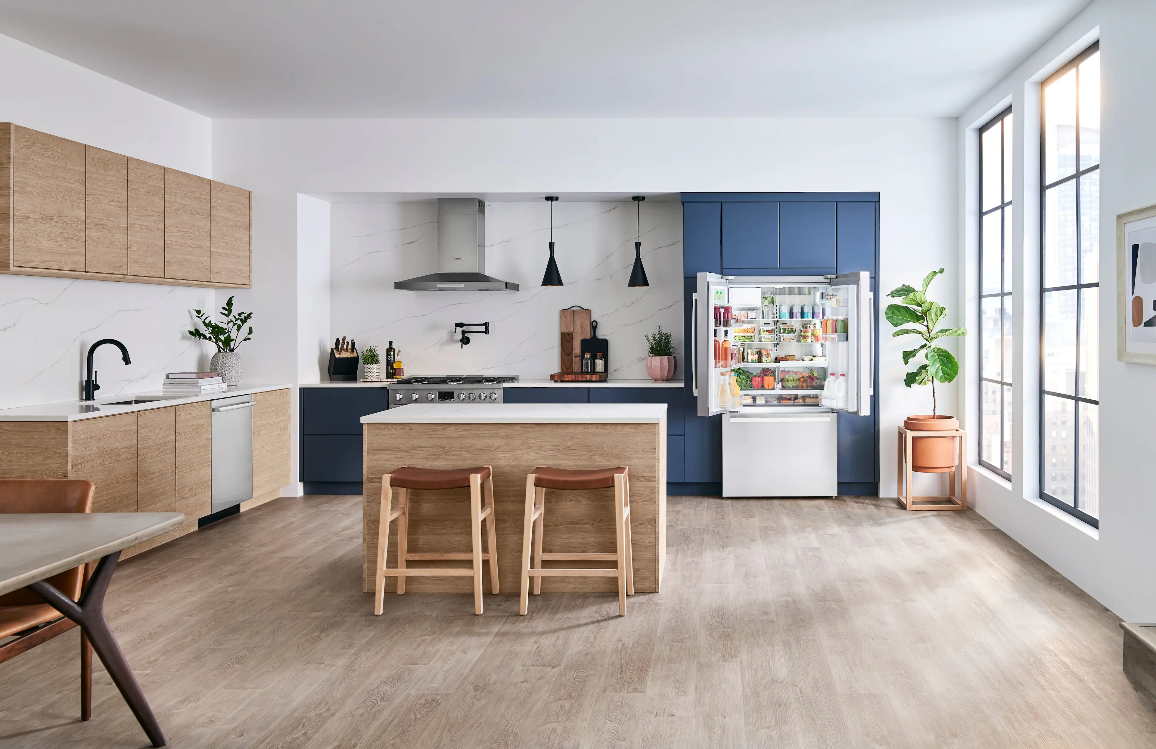 Alt View 8. Bosch - 500 Series 21 Cu. Ft. Bottom-Freezer French Door Counter-Depth Smart Refrigerator with External Water and Ice - Stainless Steel.