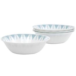 Ultra by Gibson Piper Point 4 Piece 7.5 Inch Round Tempered Opal Glass Bowl Set - Blue