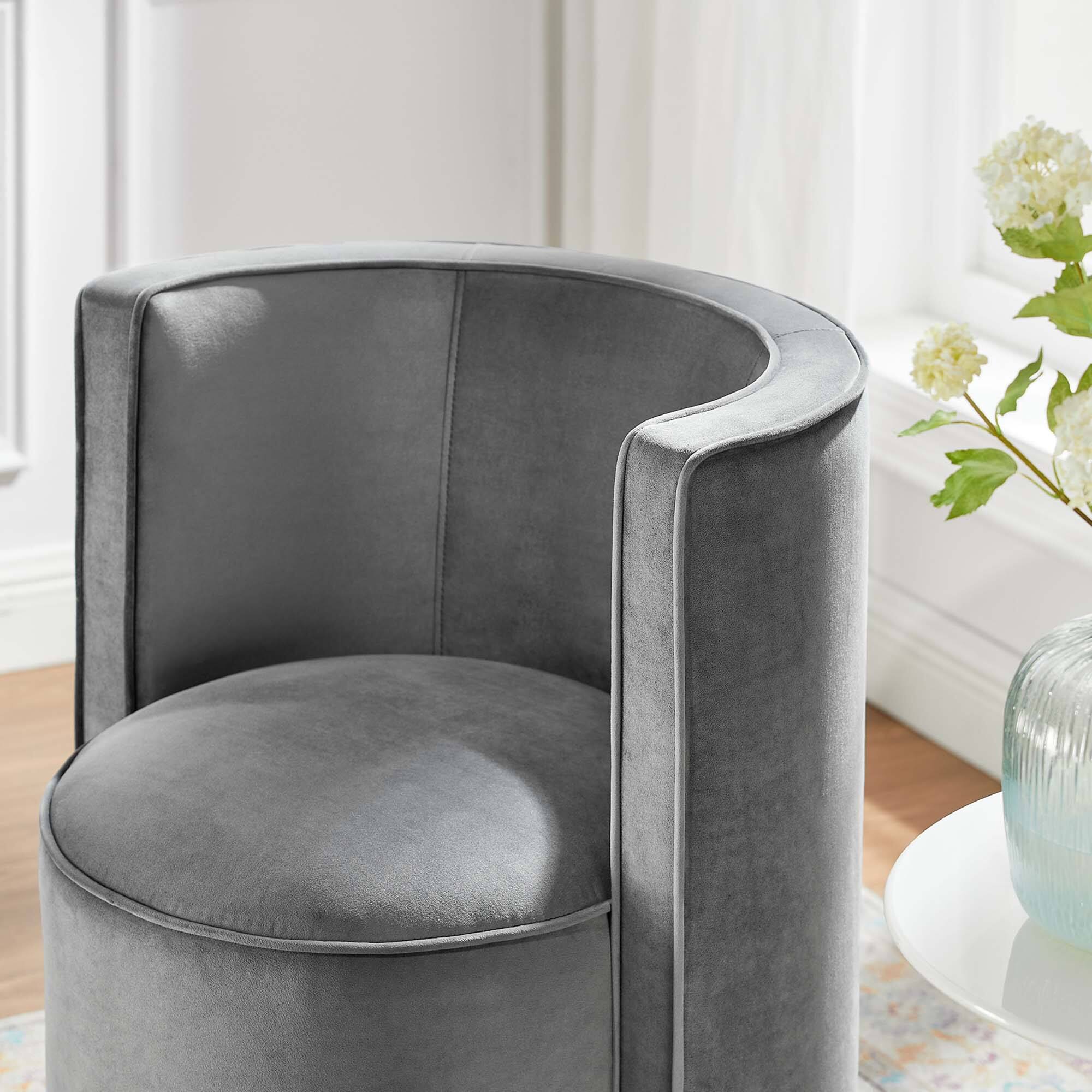 Alt View 1. Modway - Della Performance Velvet Fabric Swivel Chair by Modway - Gray.