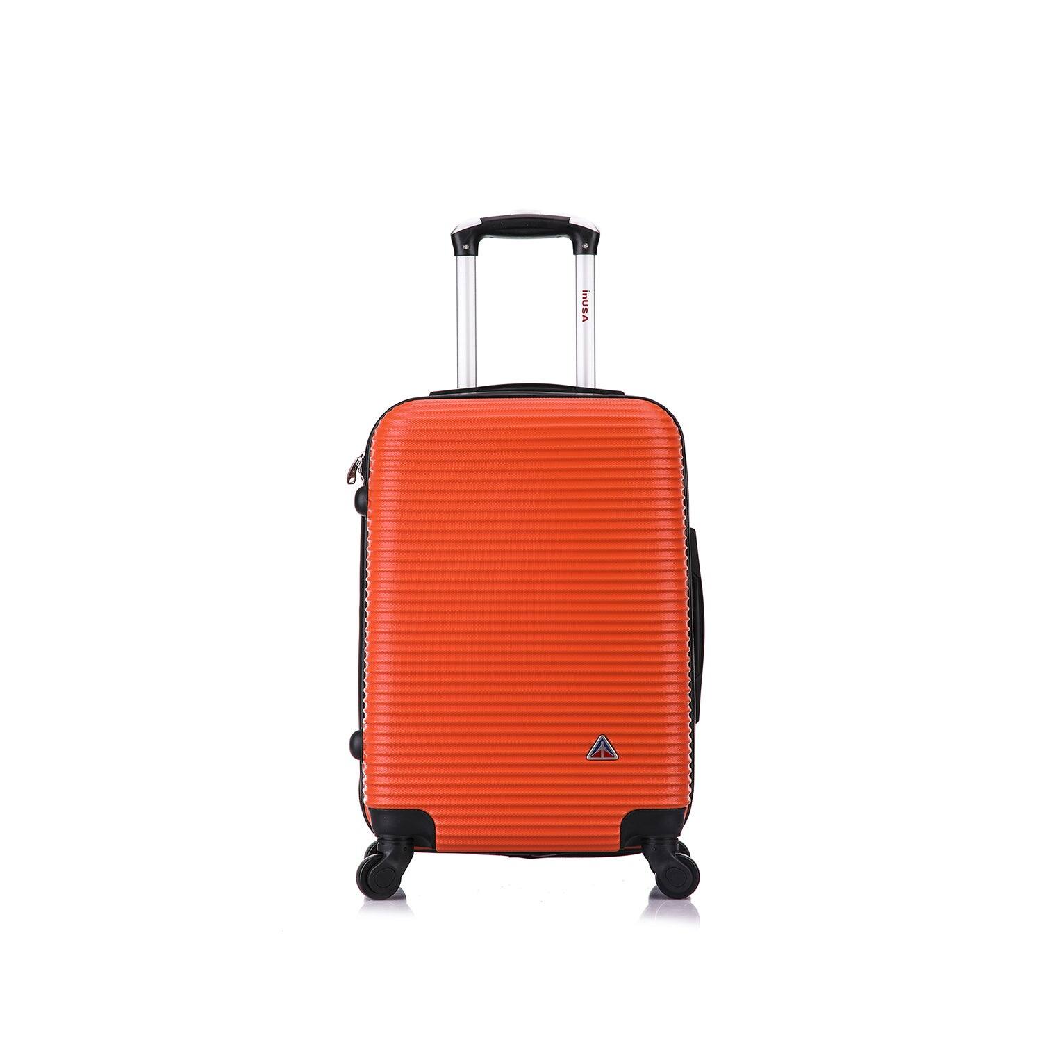 Angle. InUSA - Royal lightweight hardside Spinner Luggage 20" carry-on - ORANGE.