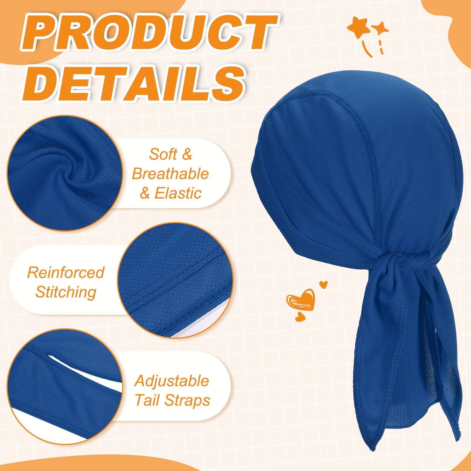 PRODUCT DETAILS

- Soft & Breathable & Elastic
- Reinforced Stitching
- Adjustable Tail Straps