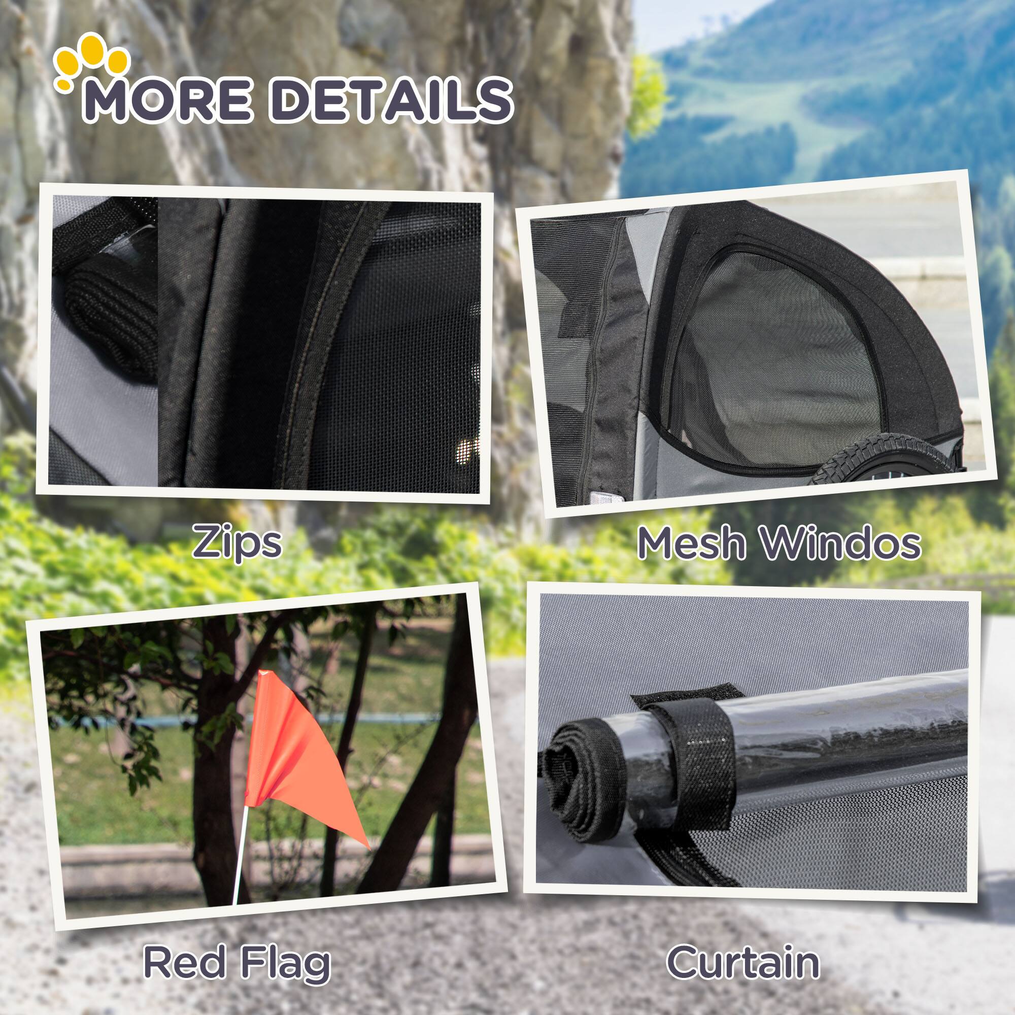 Alt View 4. Aosom - Dog Bike Trailer, Pet Wagon with Steel Frame, Hitch Coupler, Quick Release Wheels, Reflectors, Flag, Travel Carrier.