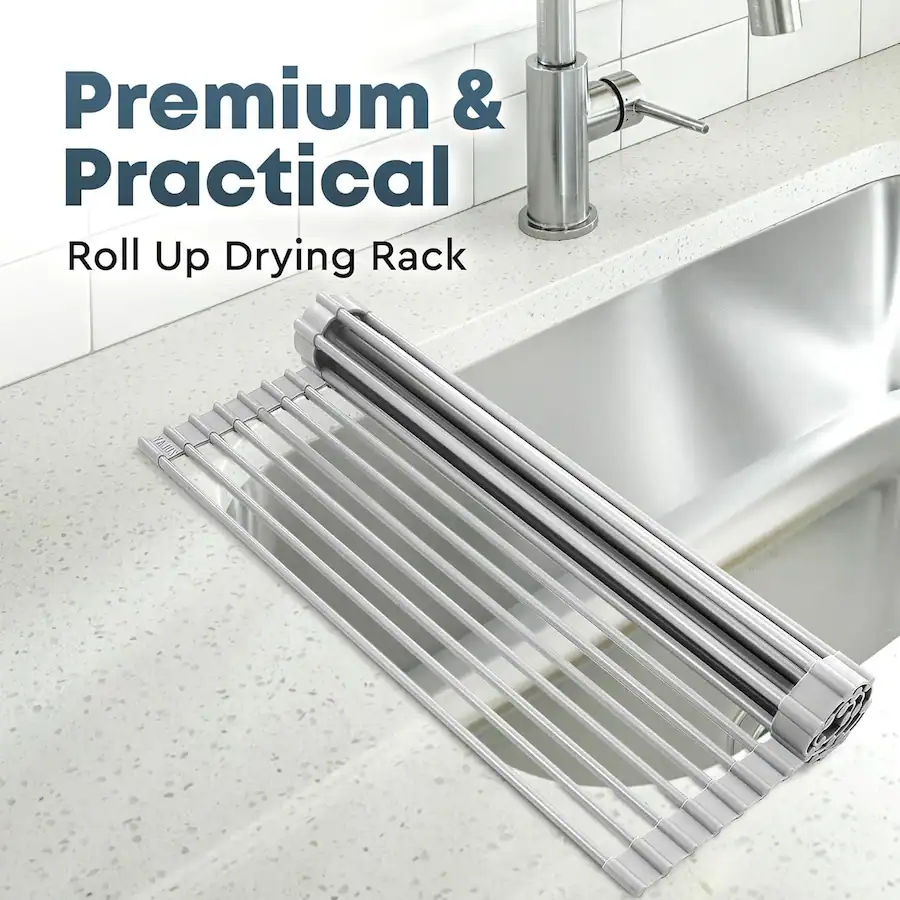 Zulay Kitchen Large Roll Up Dish Drying Rack & Trivet (20.5 inches x 13 ...