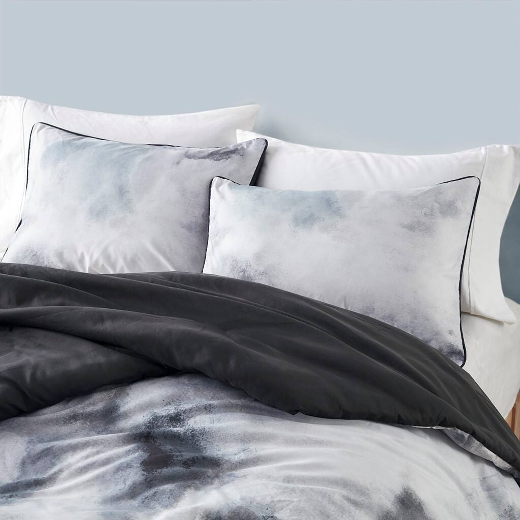 Alt View 1. Gracie Mills - Gracie Mills Carina 3-PC Tye Printed Duvet Cover Set - Charcoal.