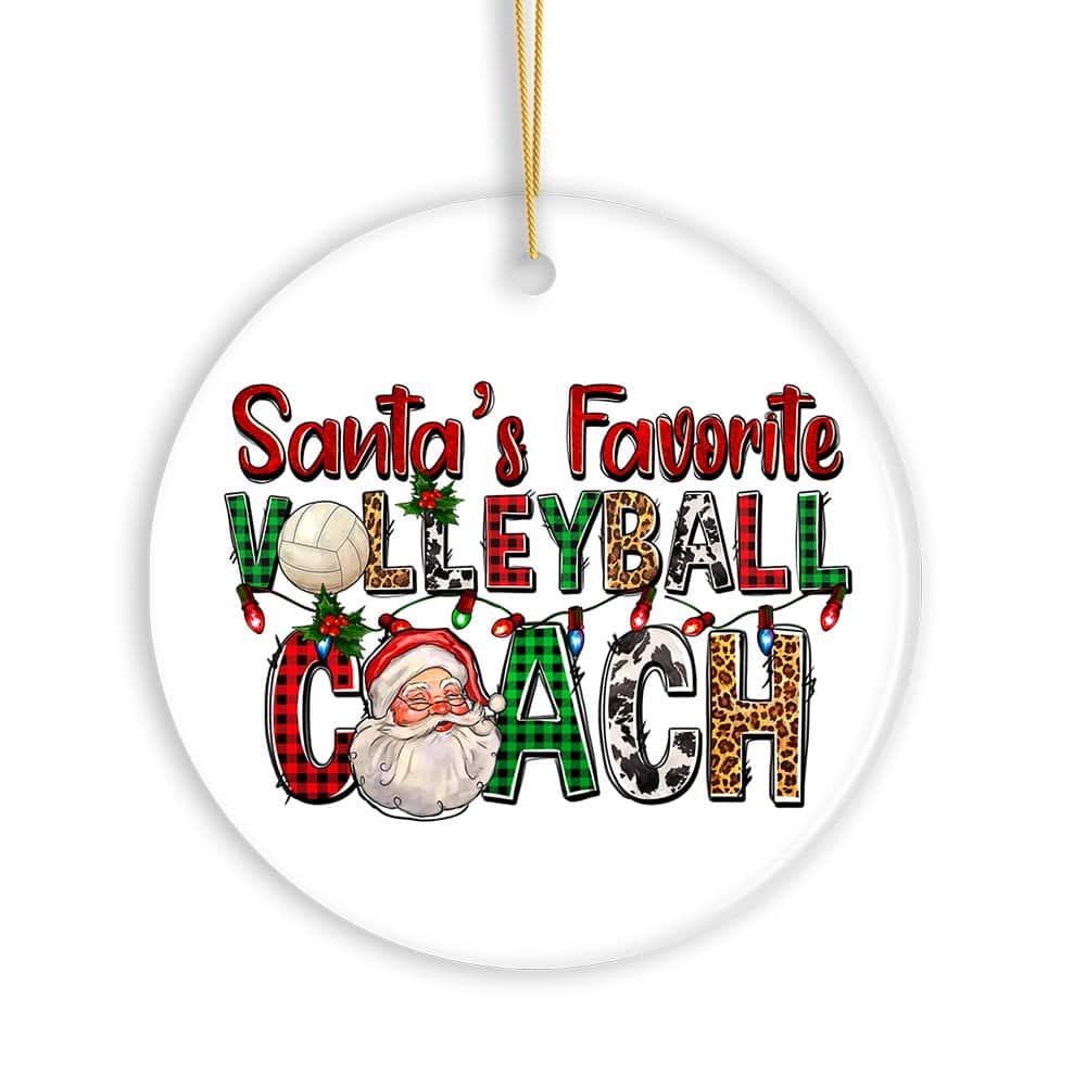 OrnamentallyYou - Santas Favorite Volleyball Coach Plaid Christmas Ornament - Multi-colored