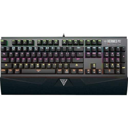 GAMDIAS - HERMES M1 7 color USB Keyboard - Anodized black brushed aluminum - Larger Front