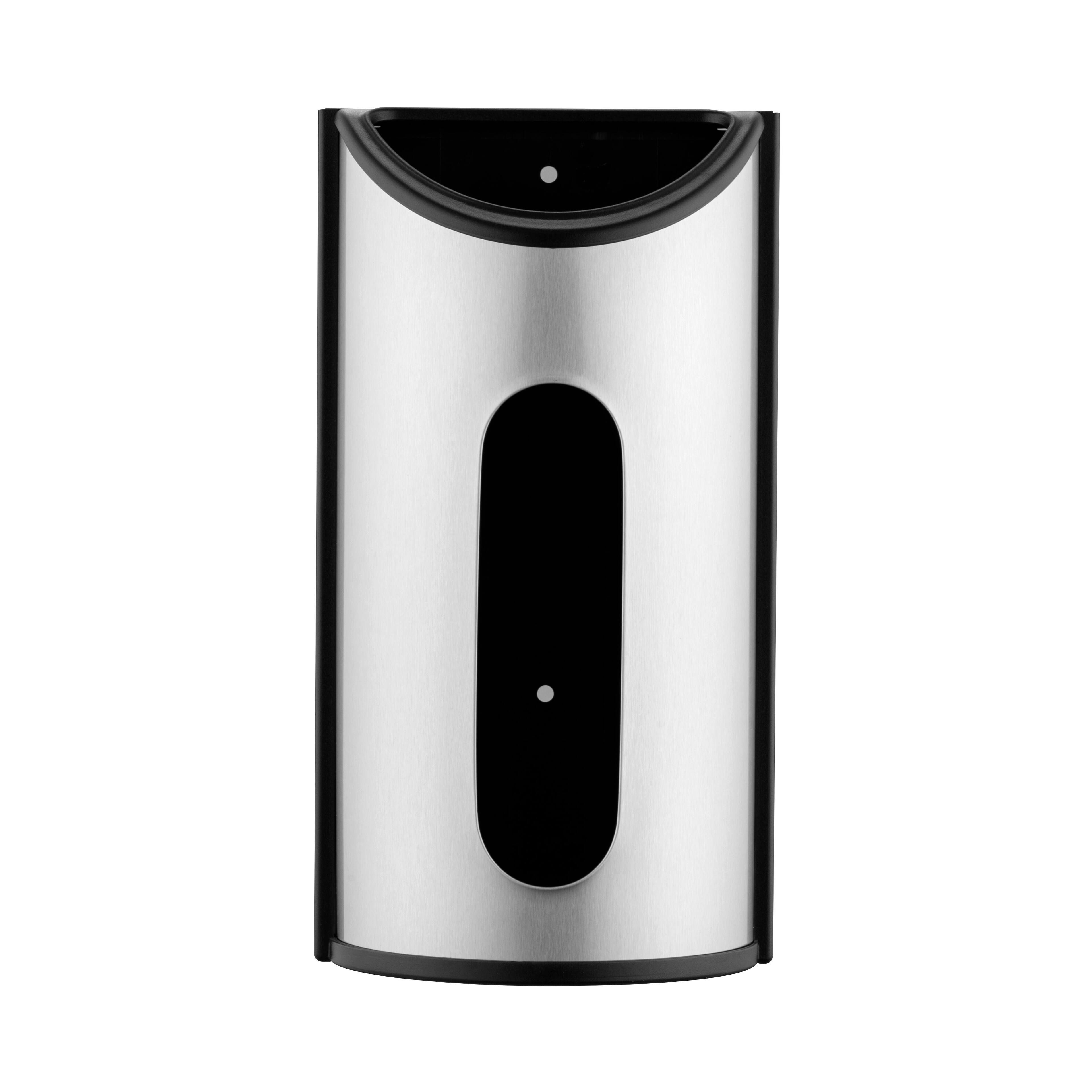 Angle. Malletson - Kitchen Grocery Plastic Bag Holder and Dispenser for Plastic Bags - silver.