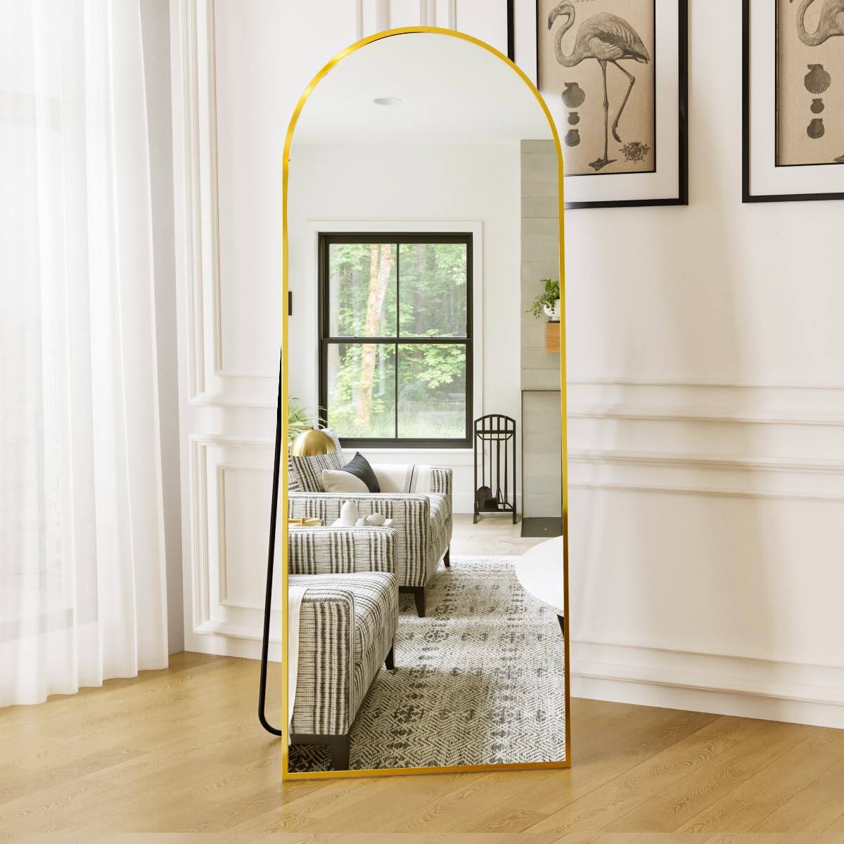 Left. Hirose Alice - Arched Full Length Mirror 64 Floor With Stand Body Mirrosr Standing Mirrors For Leaning Or Hanging Bedroo....