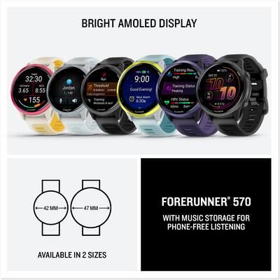 Garmin Forerunner 570 GPS Smartwatch 42 mm Aluminum Cloud