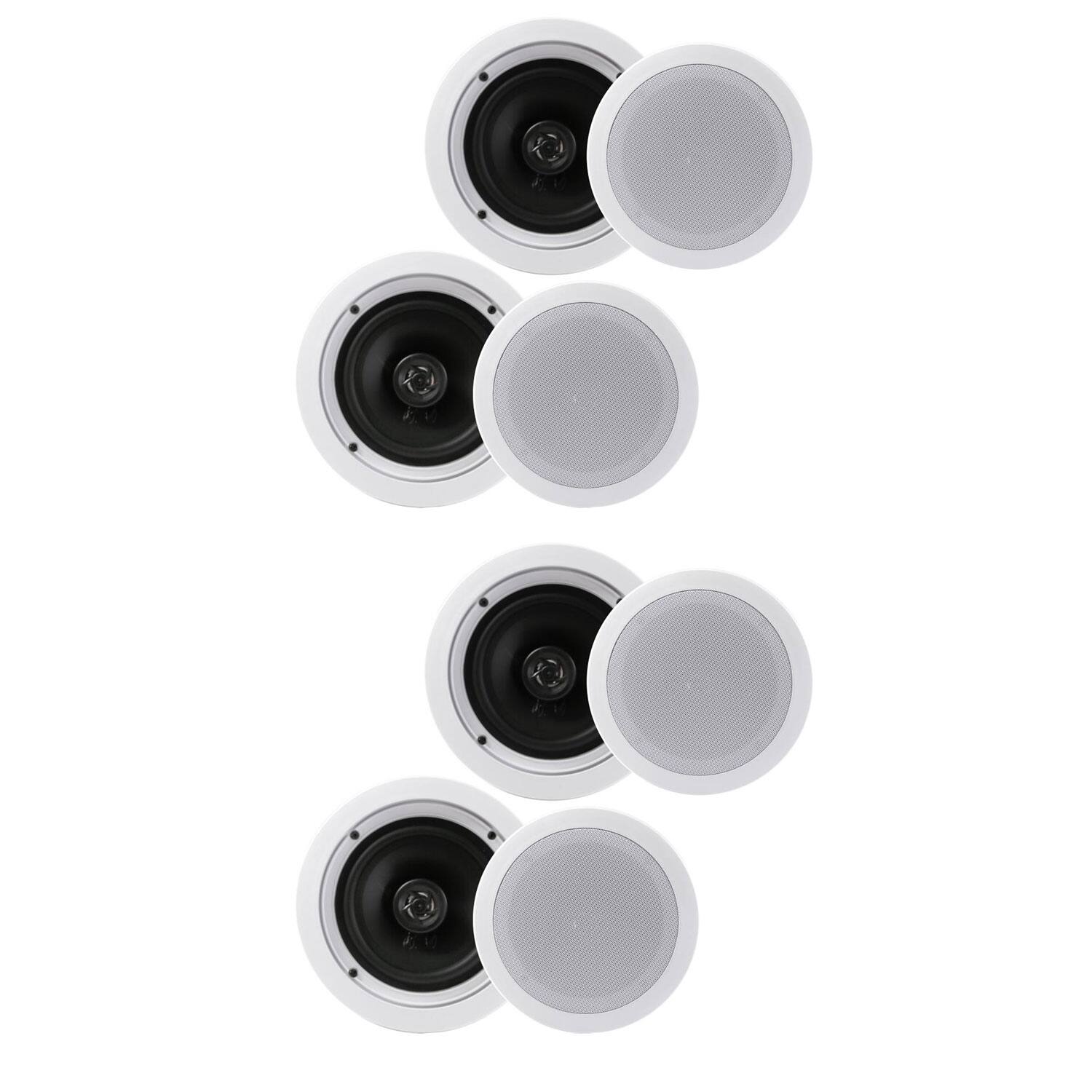 Front. Pyle - Pyle PDIC1661RD 6.5 Inch 200 Watt In Ceiling Wall 2 Way Speaker System (2 Pairs) - White.