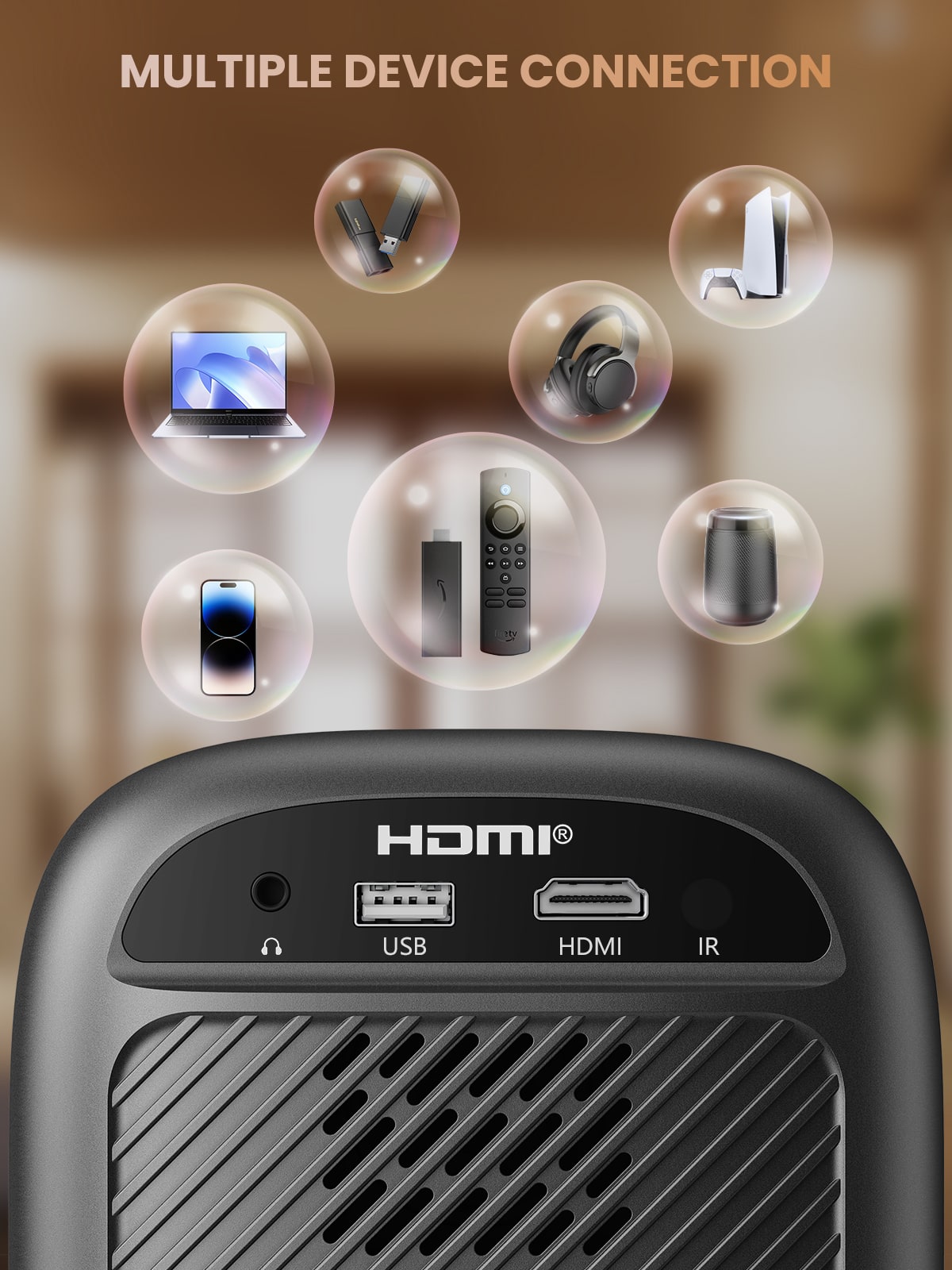 Groview Mini Projector 720P 1080P Support Bluetooth HDMI USB Zoom