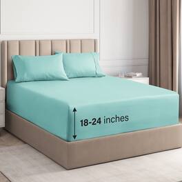 CGK Linens - Extra Deep Pocket 4 Piece Sheet Set - Soft Bed Sheets, Fits 18"-24" Mattresses - Queen - Spa Blue