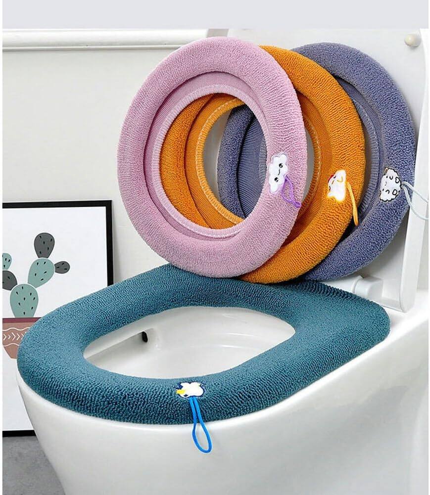 Front. Auledio - 4Pcs Thicken Toilet Seat Cover Mat Winter Warm Soft Washable Closestool Mat Seat Case - Multicolor.