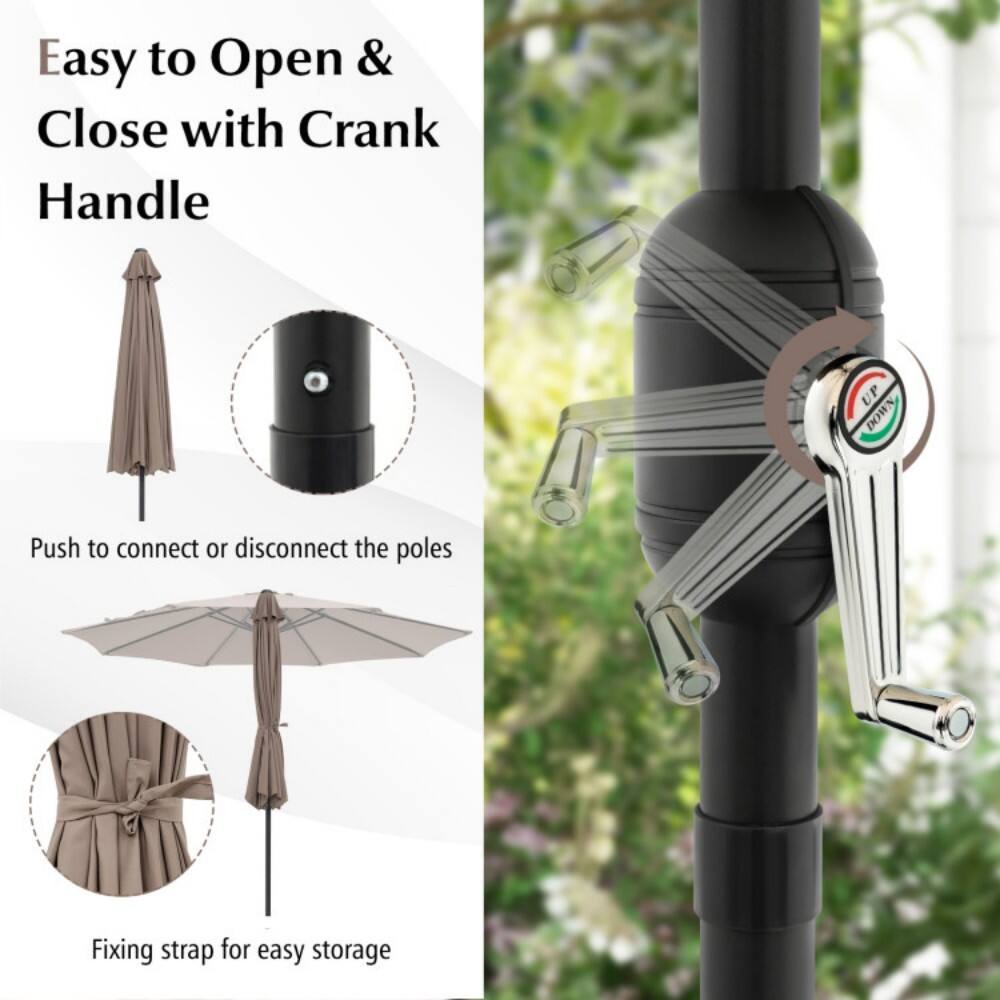 Easy to Open & Close with Crank Handle

Push to connect or disconnect the poles

Fixing strap for easy storage