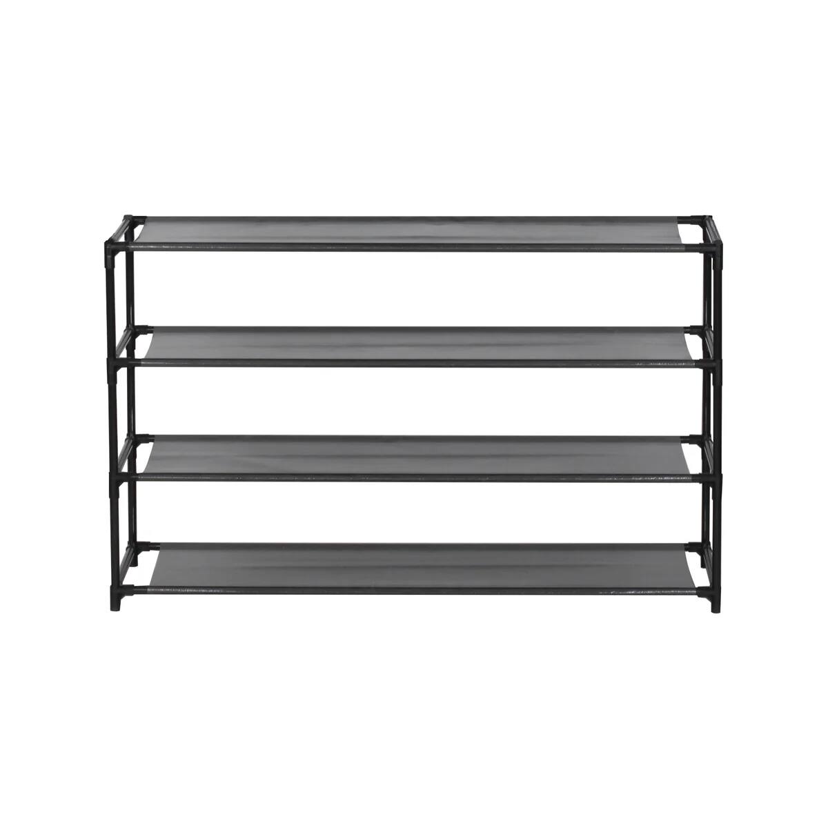 Angle. J&V TEXTILES - Modern 4 Tier Space Saving Shoe Rack - Black.