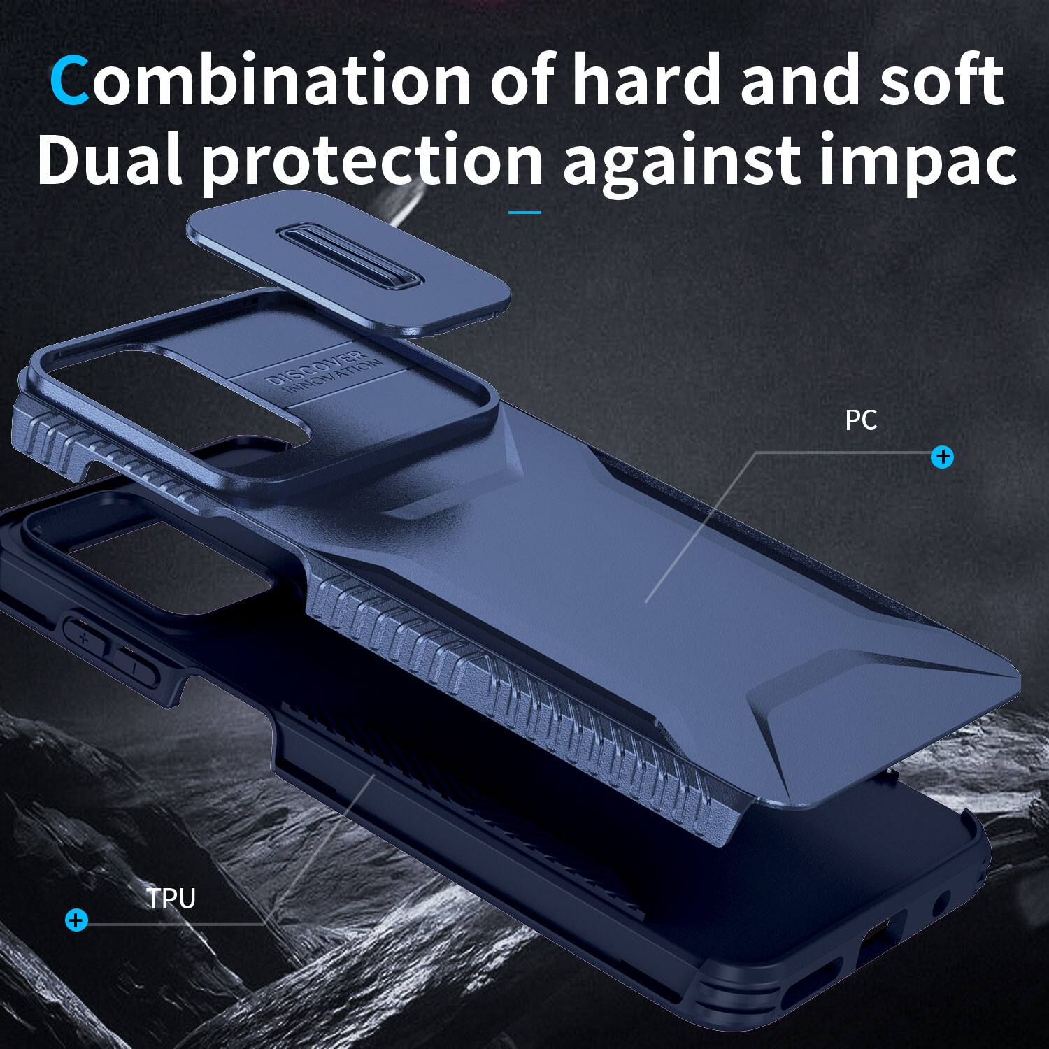 Combination of hard and soft  
Dual protection against impact

INNOVATION  
PC  
+  
TPU