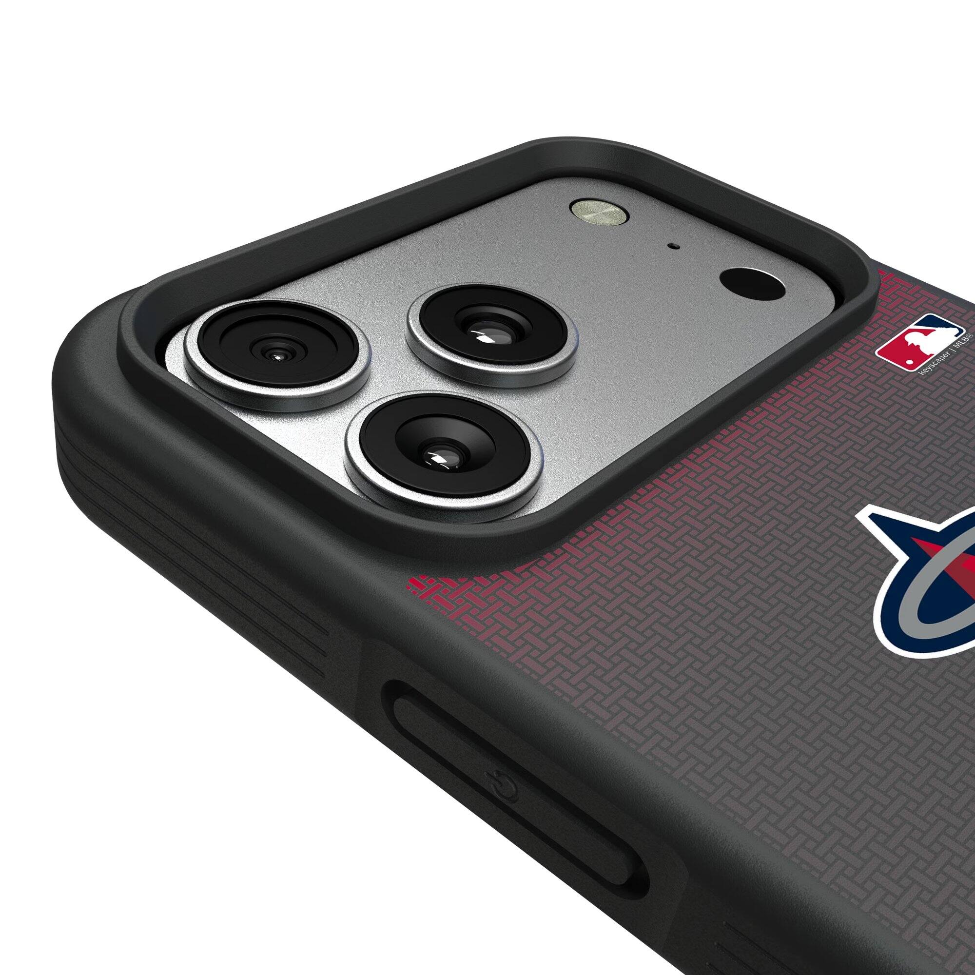 Alt View 2. Keyscaper - Los Angeles Angels Linen Logo iPhone Bump Case - 14 Pro - Black.