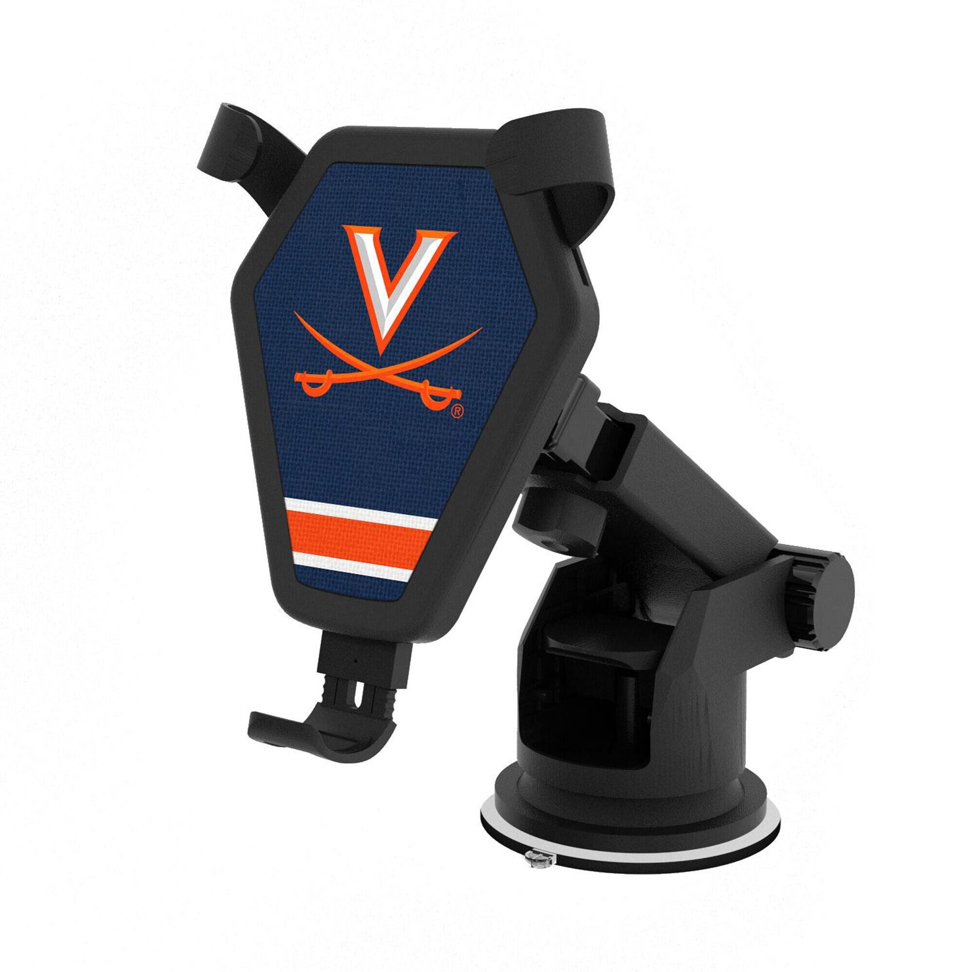 Front. Keyscaper - Virginia Cavaliers Stripe Design Wireless Car Charger - Multicolor.