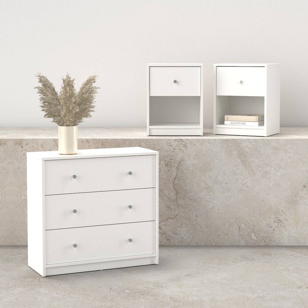 Angle. Tvilum - 3-Piece Bedroom Set - Chest And Nightstand Set Of 2 - White.