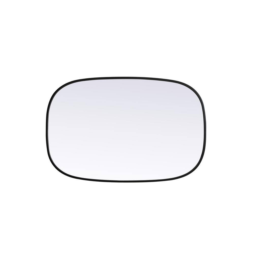 Back. Elegant Decor - Metal Frame Oval Mirror 24x36 Inch in Black - Black.